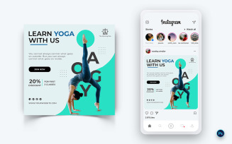 Yoga and Meditation Social Media Post Design Template-16