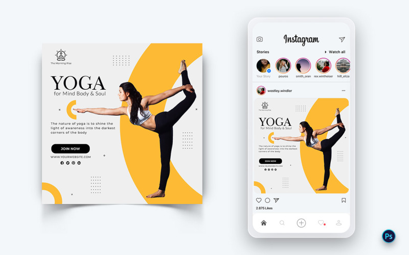 Yoga and Meditation Social Media Post Design Template-17