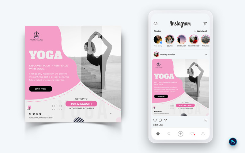 Yoga and Meditation Social Media Post Design Template-18