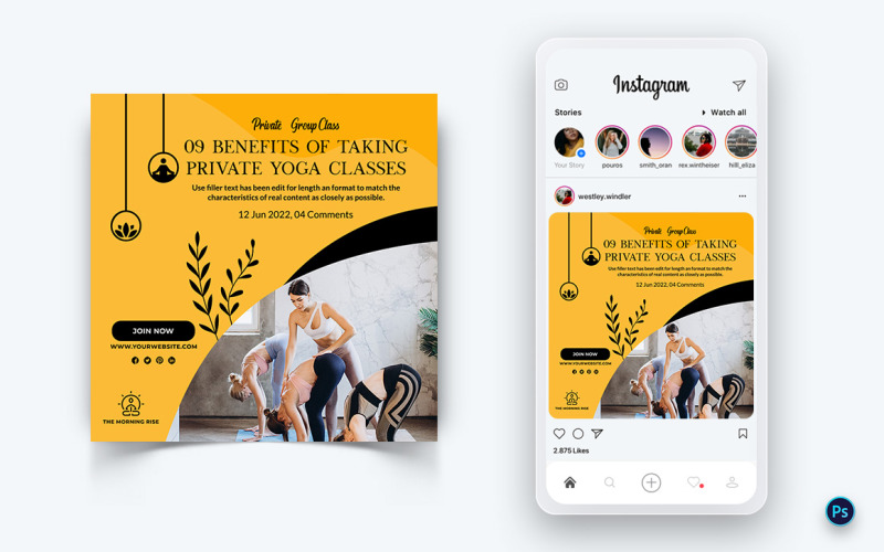 Yoga and Meditation Social Media Post Design Template-29