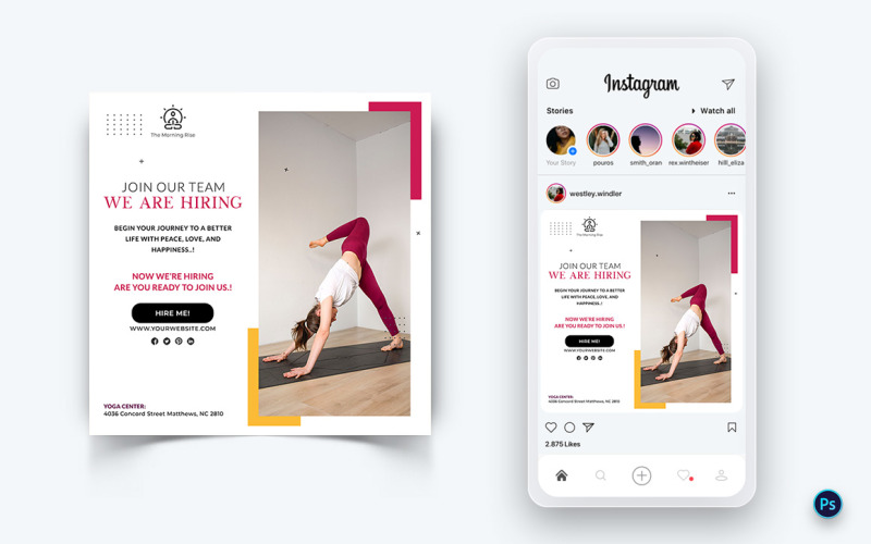 Yoga and Meditation Social Media Post Design Template-42