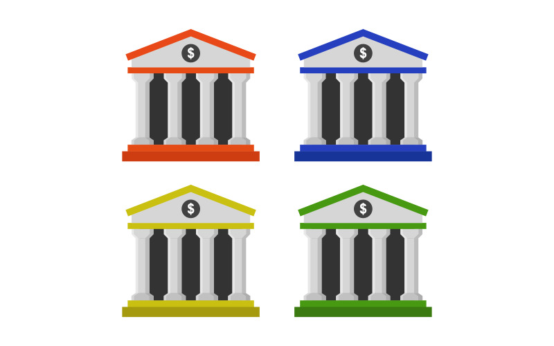 Bank illustrated on a white background Vector Graphic