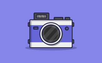 Camera illustrated and vectorized on background