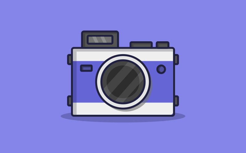 Camera illustrated and vectorized on background Vector Graphic