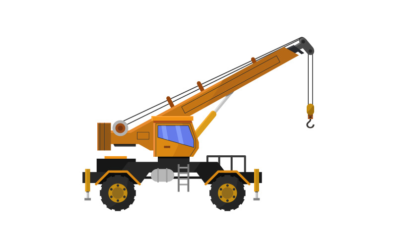 Crane truck illustrated in vector on a white background Vector Graphic