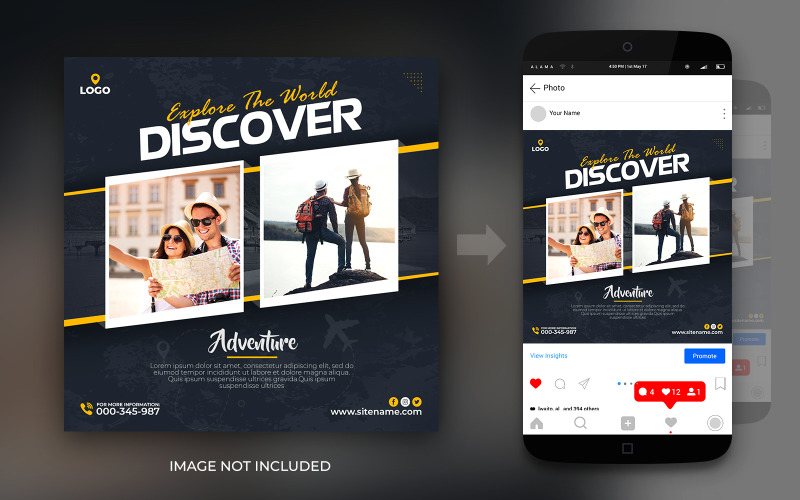 Discover The World Travel Dream Social Media Instagram And Facebook Post Banner Or Design Template