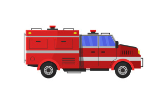 Fire truck illustrated in vector on a white background