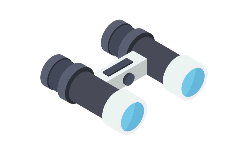 Illustrated and colored binoculars on a background Vector Graphic