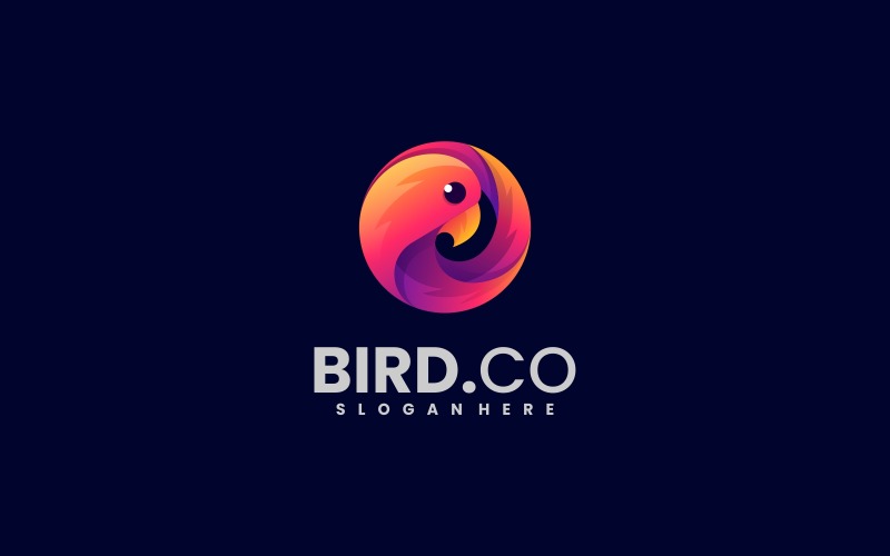 Circle Bird Gradient Colorful Logo Style Logo Template