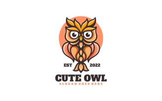 Cute Owl Simple Mascot Logo Style