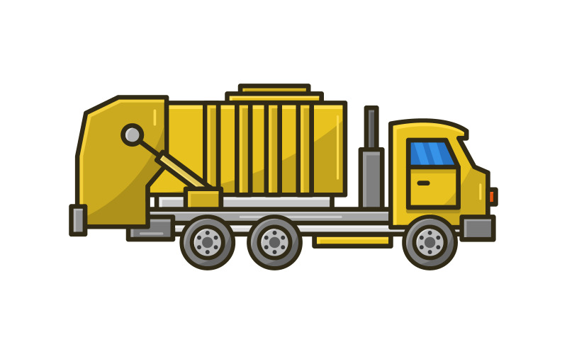 Garbage truck illustrated in vector on a white background Vector Graphic