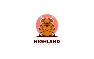 Highland Cow Simple Mascot Logo
