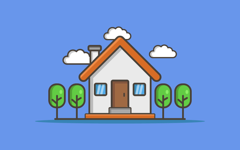 Illustrated house on a white background Vector Graphic