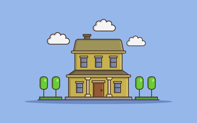 Illustrated house on white background Vector Graphic
