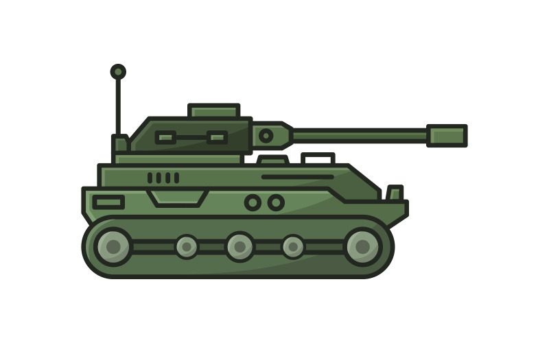 Illustrated tank on a white background Vector Graphic