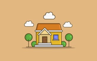 Vectorized and colored illustrated house on a white background