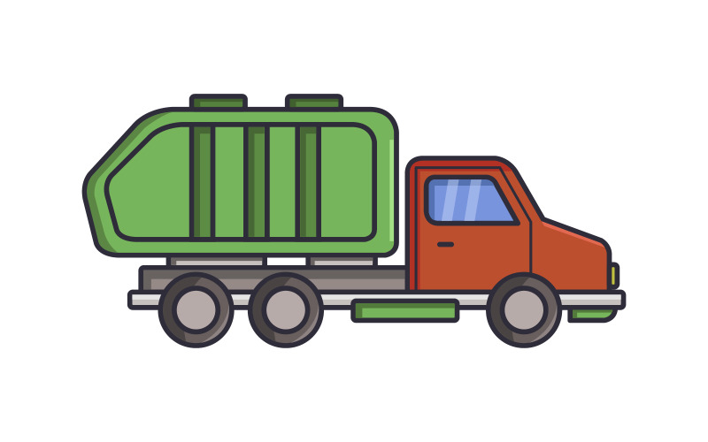 Vectorized illustrated garbage truck on a white background Vector Graphic