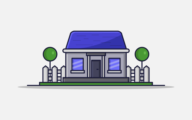 Vectorized illustrated house on a white background Vector Graphic