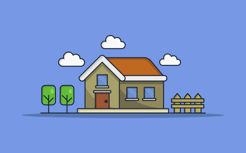 Vectorized illustrated house on white Vector Graphic