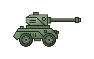 Vectorized illustrated tank on a background