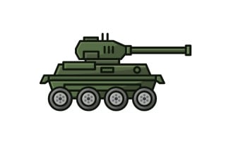 Vectorized illustrated tank on a white background