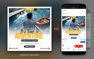 Adventure Travel Vacation And Tours Social Media Instagram Or Facebook Post Flyer Design Template