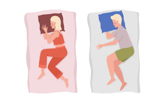 Comfortable sleeping positions illustration set