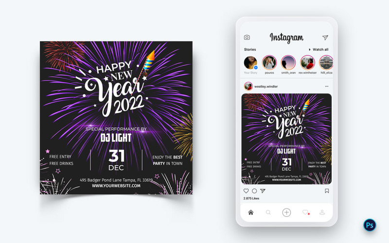 NewYear Party Night Celebration Social Media Instagram Post Design-09