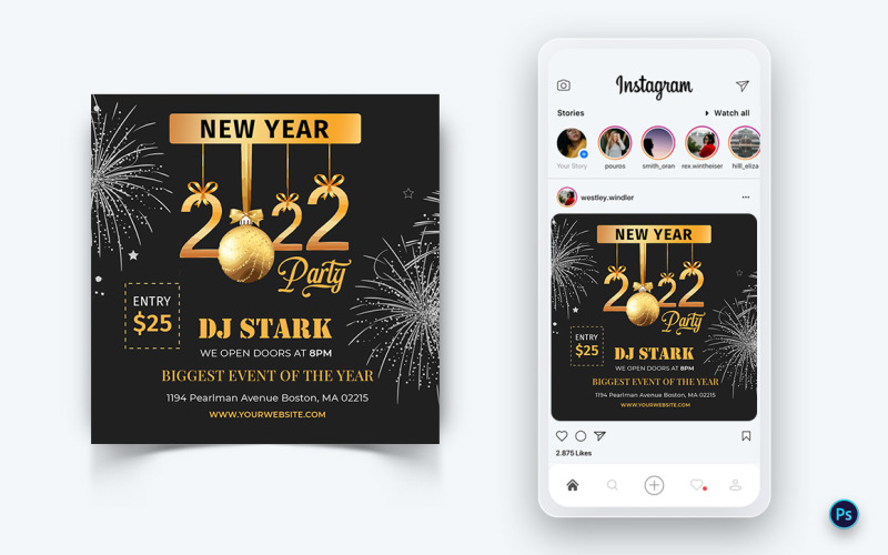 NewYear Party Night Celebration Social Media Instagram Post Design-14