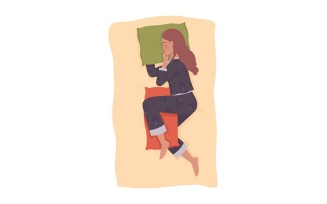 Sleeping With Pillow Between Legs Illustration