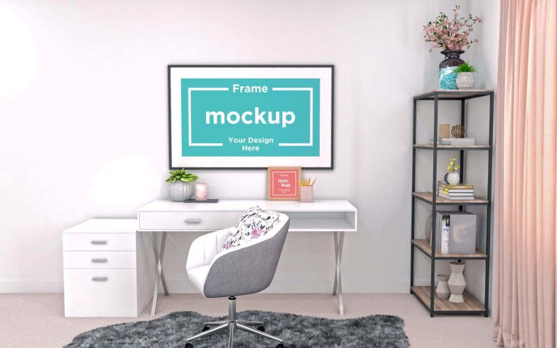 Workstation Frame Mockup Workplace Study Table V-55 Product Mockup