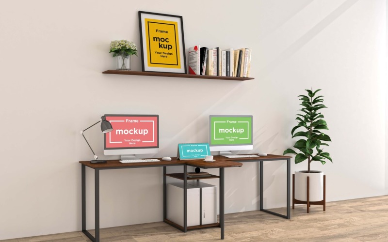 Workstation frames & Screen Mockup V-50 Product Mockup