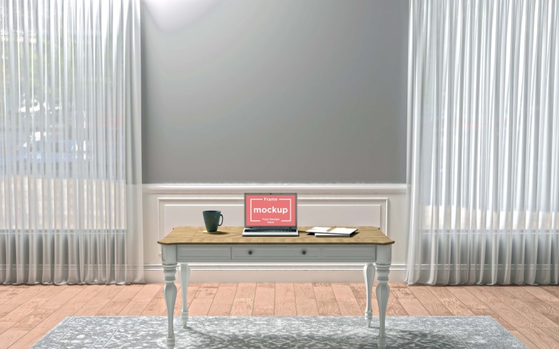 Workstation Screen Mockup Workplace Study Table V-51 Product Mockup