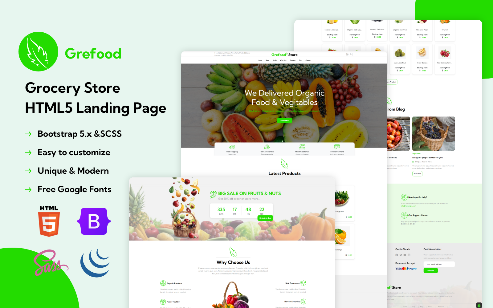 Grefood - Grocery Store HTML5 Landing Page