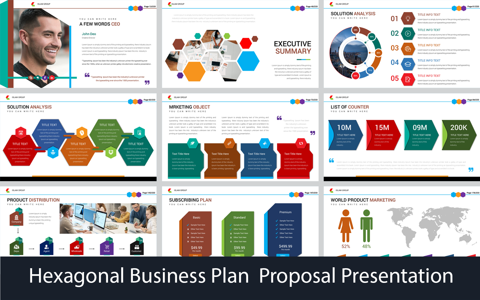 Hexagonal Business Plan Proposal Presentation PowerPoint Template