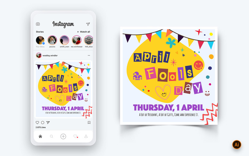 April Fools Day Social Media Post Design Template-02
