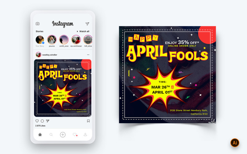 April Fools Day Social Media Post Design Template-05