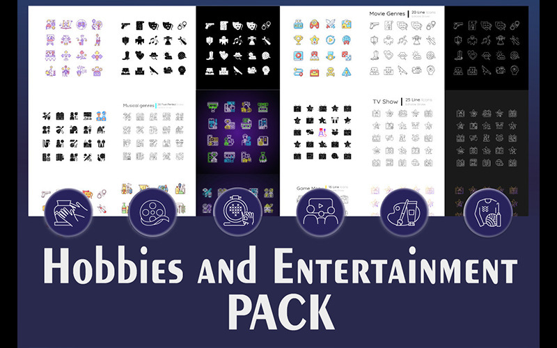 Hobbies and entertainment icons bundle Icon Set