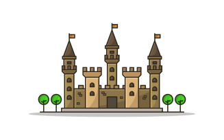 Castle vectorized on a white background
