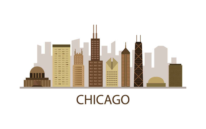 Chicago skyline on white background Vector Graphic
