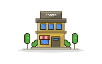Coffee shop vectorized on a white background