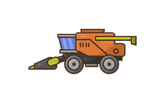Combine harvester vectorized on a white background