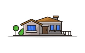 Illustrated and colored house on a white