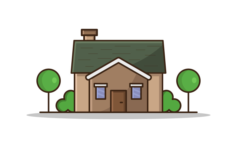 Illustrated and vector house on a white background Vector Graphic