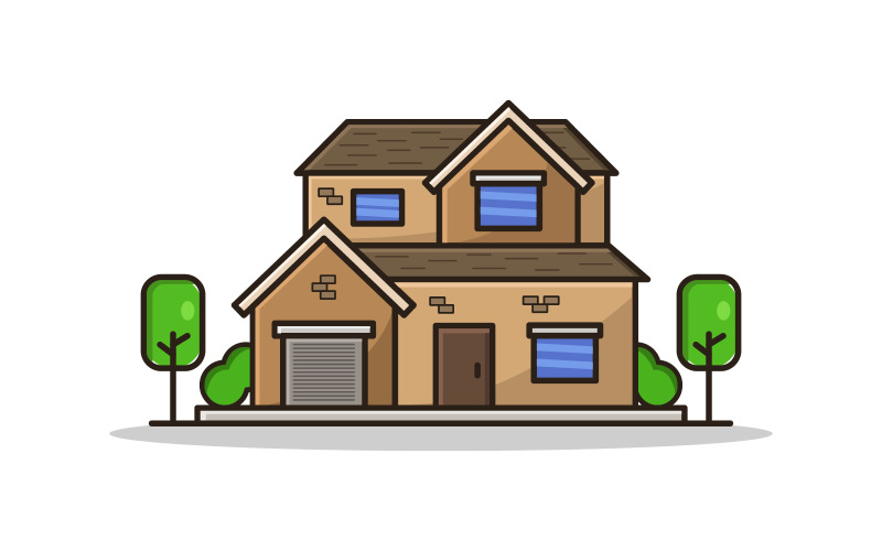 Illustrated house on background Vector Graphic