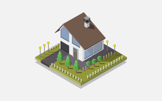 Isometric house illustrated on a background