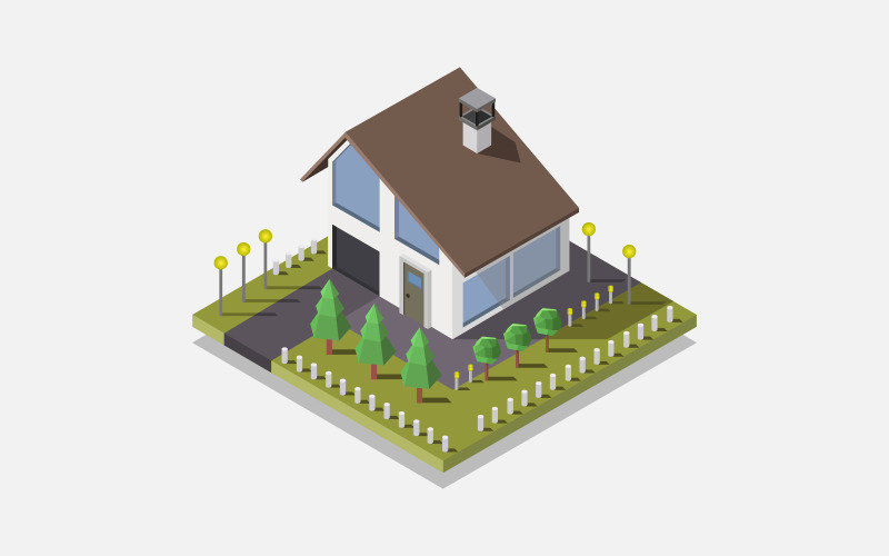 Isometric house illustrated on a background Vector Graphic