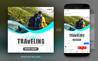 Traveling Dream Vacation And Adventure Tours Social Media Instagram And Facebook Post Template