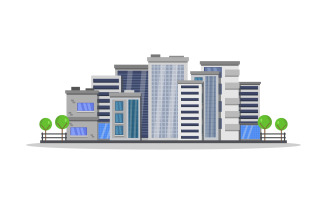 Vectorized and colored city on a white background