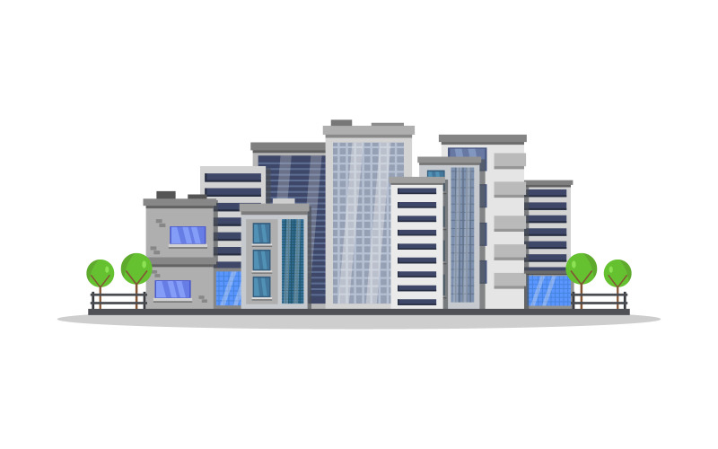 Vectorized and colored city on a white background Vector Graphic